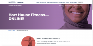 Screenshot of Hart House Fitness website